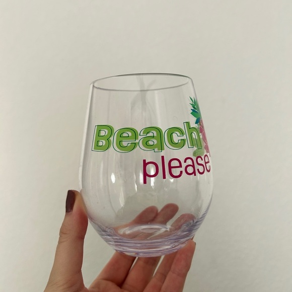 Beach Please Clear Acrylic Stemless Wine Tumbler, 19-Ounce- NWOT - Picture 6 of 10